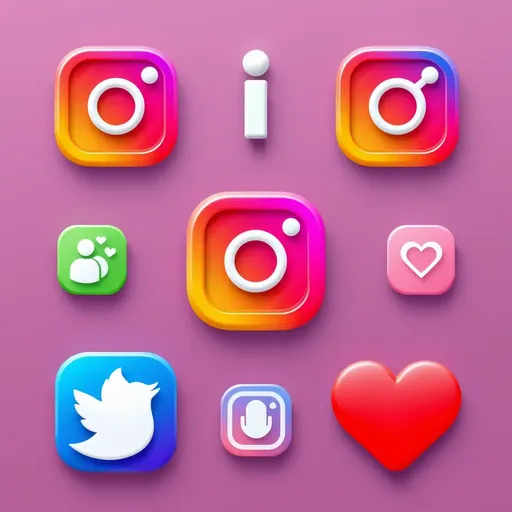 Instagram Icons Representing Social Media Popularity