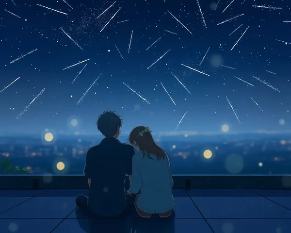 Intimate Rooftop Anime Couple 4K Starry Night