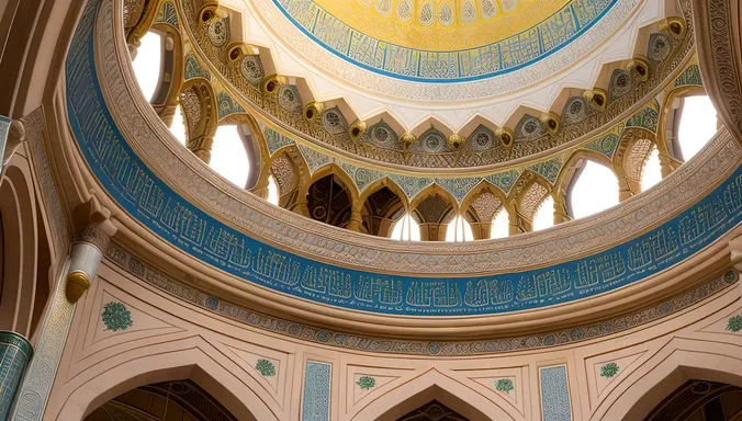 Intricate Architecture of Masjid Nabawi's Dome Close-up