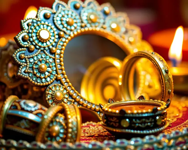 Intricate Dhanteras Decoration with Mirror Work and Glass Bangles