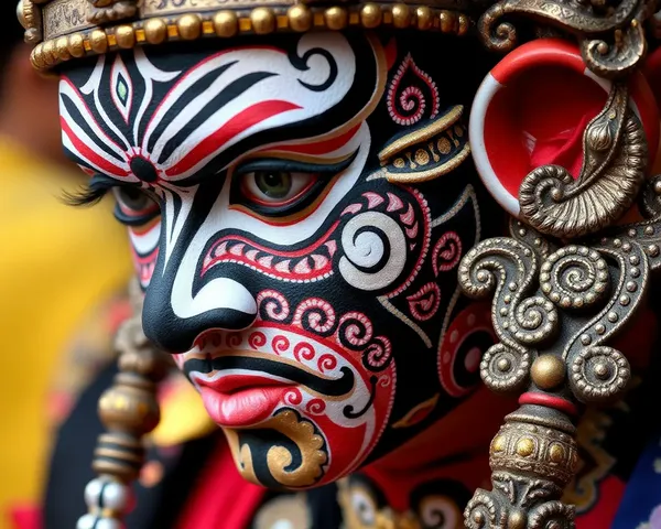 Intricate Face Makeup in Yakshagana Art Form