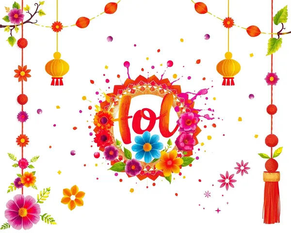 Intricate Holi Festival Decoration with Flowers and Leaves