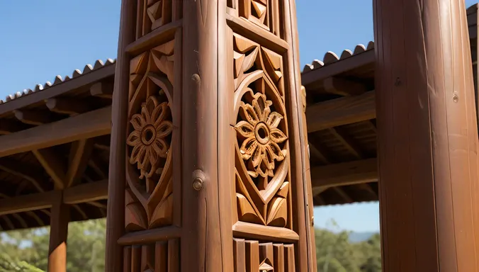Intricate Karaga Pole with Colorful Decorations Close-up