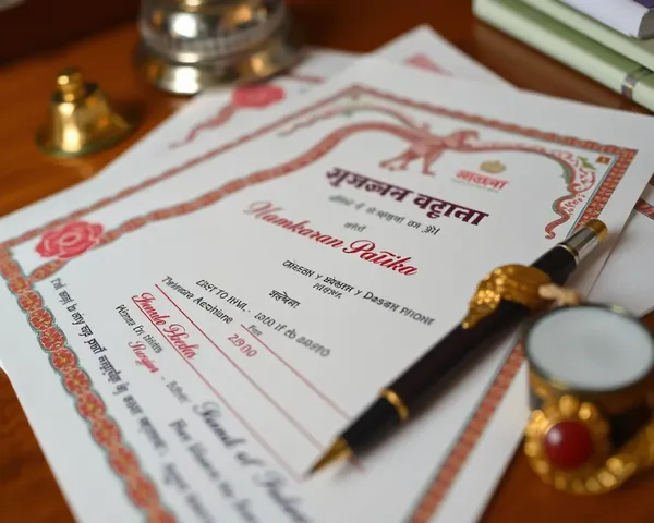 Intricate Namkaran Patrika with Colorful Borders and Calligraphy