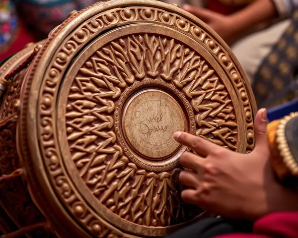 Intricate Nashik Dhol Drum with Skilled Drummer's Hands