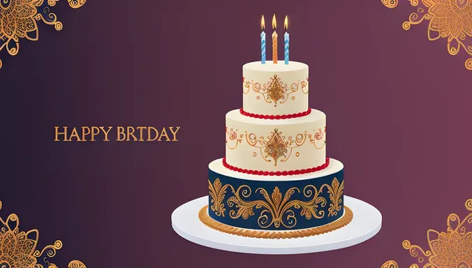 Intricate Patterns on Stylized Abstract Birthday Cake Background