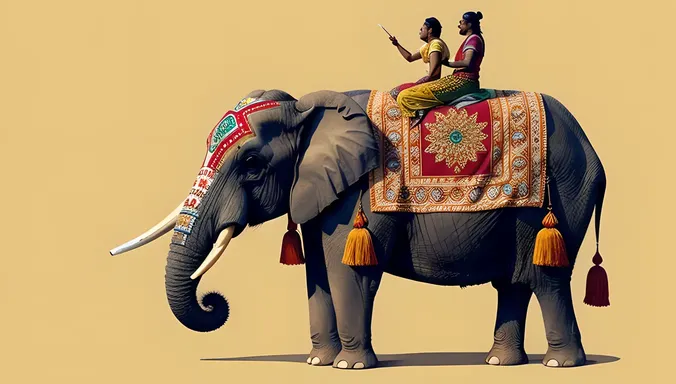 Intricate Pooram Elephant Design with Cultural Heritage