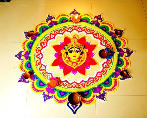 Intricate Rangoli Design Janmashtami Clipart PNG with Lord Krishna