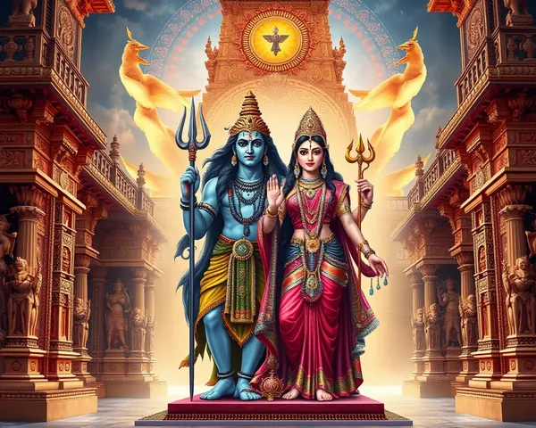 Intricate Temple Backdrop for Lord Shiva and Goddess Parvati's Union