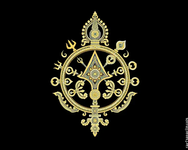 Intricate Trishul Design on Dark Blue Background