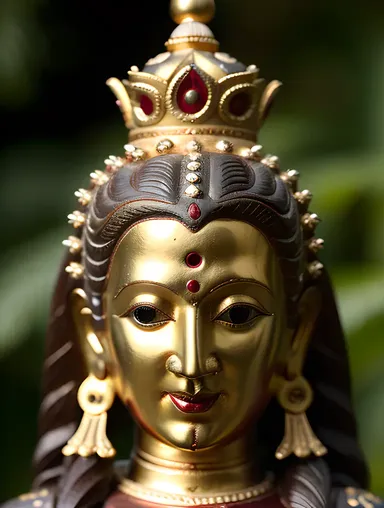 Intricately Carved Kaliamman Idol with Subtle Glow