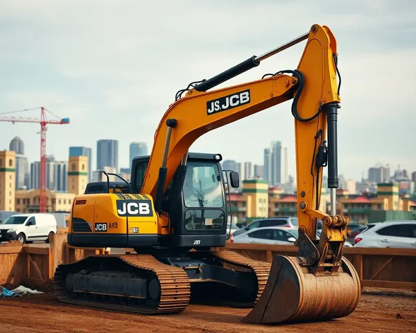 JCB Excavator in Busy City Construction Site HD Image