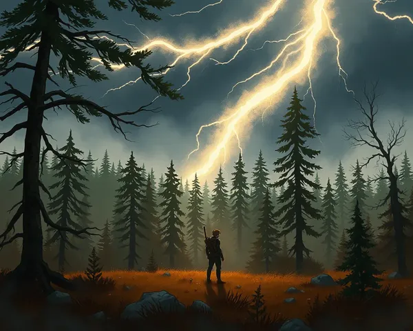 Jackson in Stormy Forest with Windy Trees and Lightning