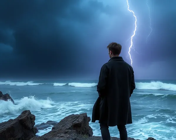 Jackson on Cliff Overlooking Stormy Ocean Landscape