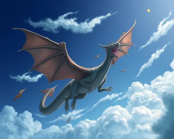 Jadi Buti Png Fantastical Dragon Soaring through Clouds Scene