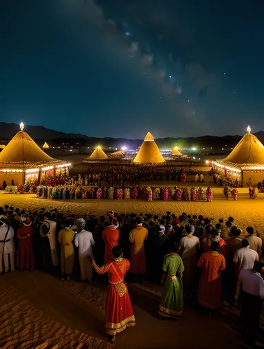 Jaisalmer Desert Festival with Traditional Attire and Starry Night