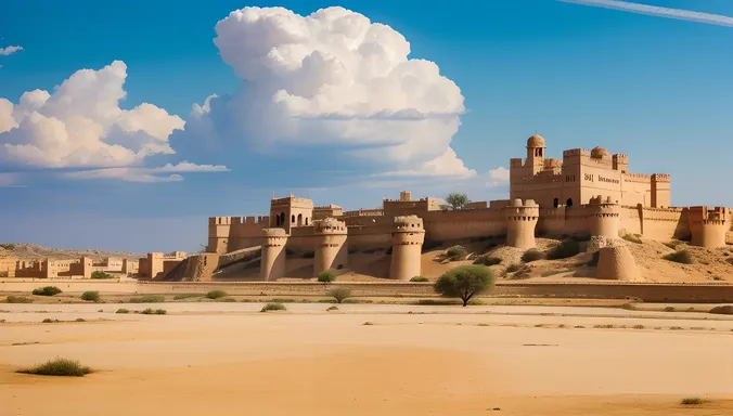 Jaisalmer Fort with Yellow Sandstone Walls and Bright Blue Sky