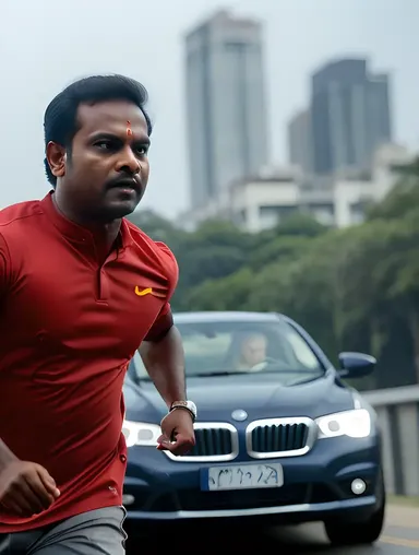 Jayasurya Speeds Through City Streets in Action