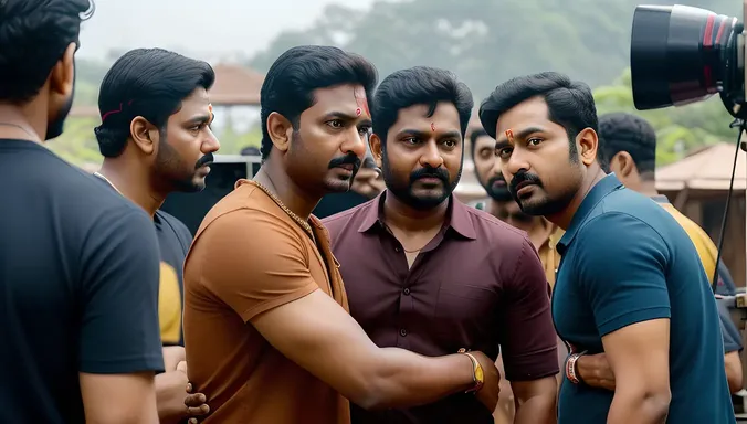 Jayasurya on Film Sets with Crew Members