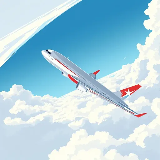 Jetstar Airliner Soars Through Cloudy Blue Sky Background