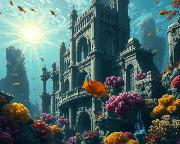 Jodavi's Underwater Scene with Sunken City in PNG Format