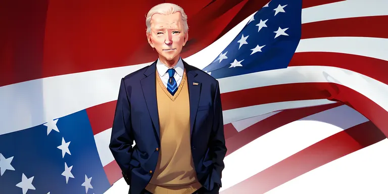 Joe Biden's Confident Smile in Front of the American Flag
