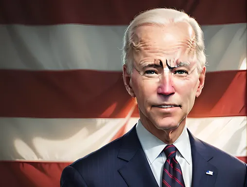 Joe Biden's Portrait with American Flag and Warm Smile