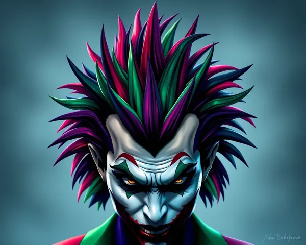 Joker's Mohawk with Colorful Stripes and Menacing Glare
