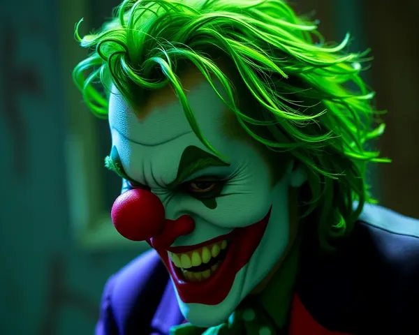 Joker's Spiky Hair with Red Clown Nose and Painted Smile