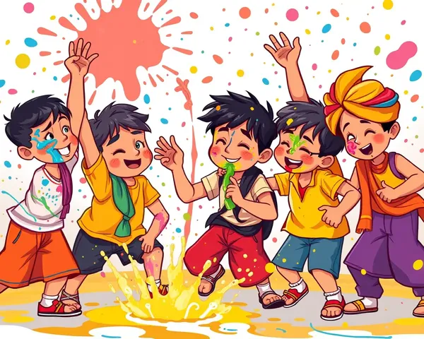 Joyful Punjabi Kids Playing Holi with Vibrant Colors