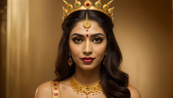 Kaliamman with Intricate Henna Designs and Golden Jewelry