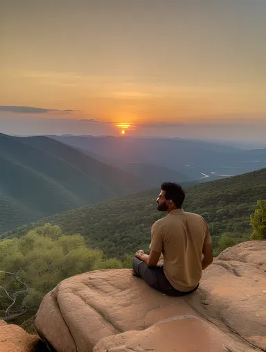 Kallu Gazing at Breathtaking Sunset over Open Plain