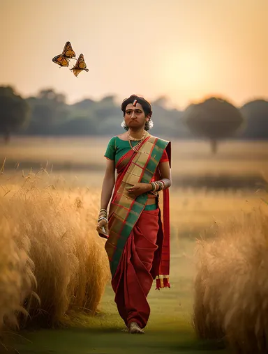 Kallu Standing in Field of Swaying Grasses