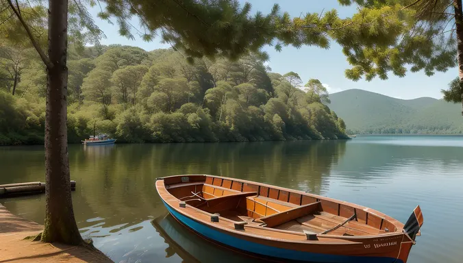 Kambi Shore Scenic View with Wooden Boat