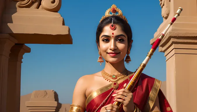Kamdev God Holding Flute with Serene and Gentle Smile