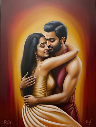 Kamdev God Image with Rati in Soft Golden Light