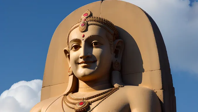 Kamdev God Image with Serene and Gentle Smile in Clouds