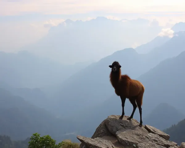 Kammal on Rocky Outcropping Overlooking Vast Misty Valley