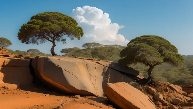 Karadi Tree Growing Out of Rocky Cliff