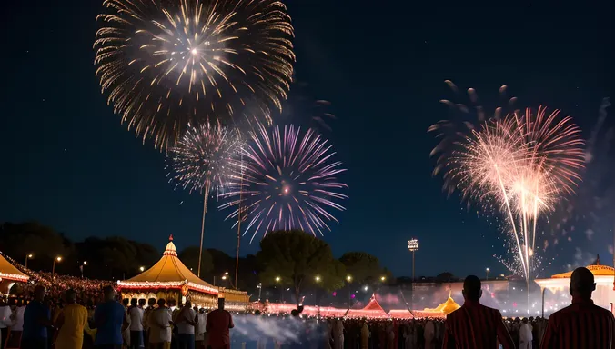 Karaga Festival Night with Fireworks and Dancing