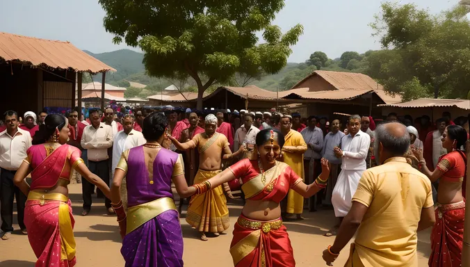 Karaga Festival in Indian Village with Colorful Dancing