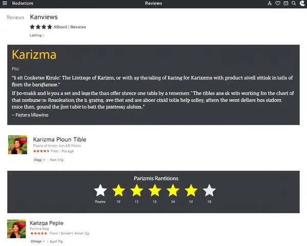 Karizma Album Reviews with Quotes and Rating System