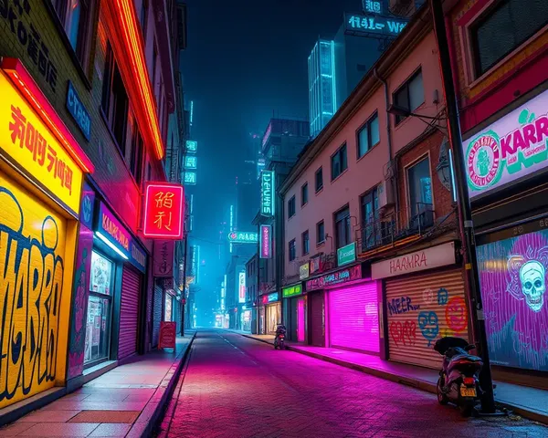 Karma Graffiti on Neon City Street