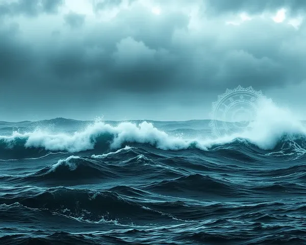 Karma Symbols in Stormy Sea Waves