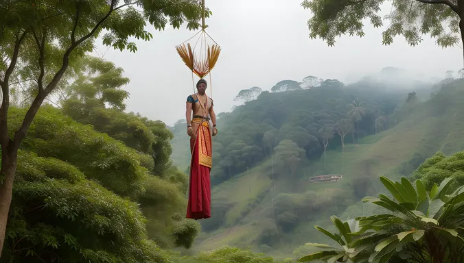Kavadi Suspended High Above Ground with Mysterious Energy