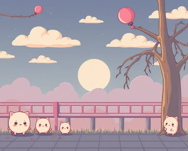 Kawaii Design with Pastel Colors and Cute Characters Retro Anime Wallpaper