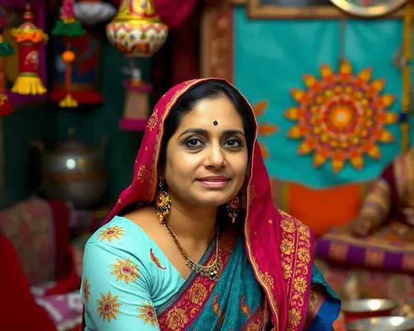 Khakhra-Adorned Woman in Traditional Punjabi Setting