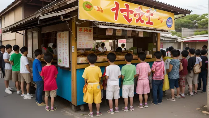 Kids Wait in Line for Popular Taki Takoyaki Treat