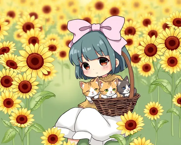 Kitten Field Cartoon Girl Images for Whatsapp Dp