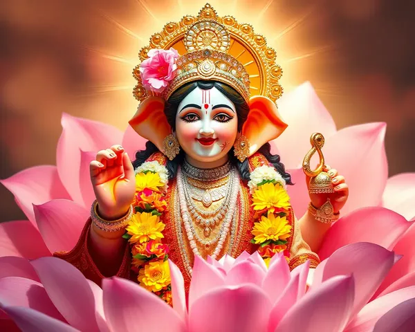 Krishna Idol Adorned with Flowers and Jewelry Surrounded by Halo
